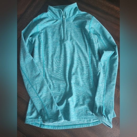 Sm Teal North Face Quarter Zip With Thumb Loopholes - Picture 4 of 8
